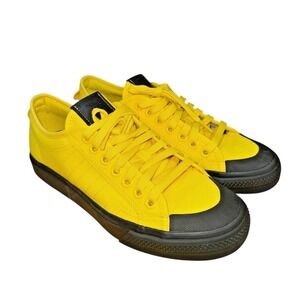 Adidas Originals Nizza MENS‎ 7.5 NWOB Yellow Core Black Canvas Sneakers HQ9866